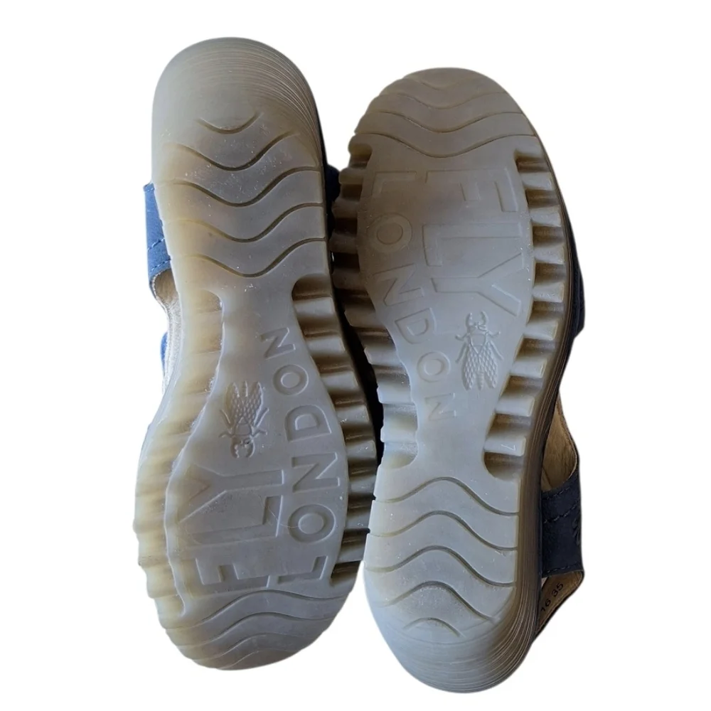 Fly London Blue Suede Wedges Lace Up EU 35  Girls 3.5  Womens 5